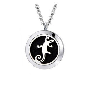 Lizard Hypoallergenic Stainless Steel Essential Oil Pendant Necklace NEW